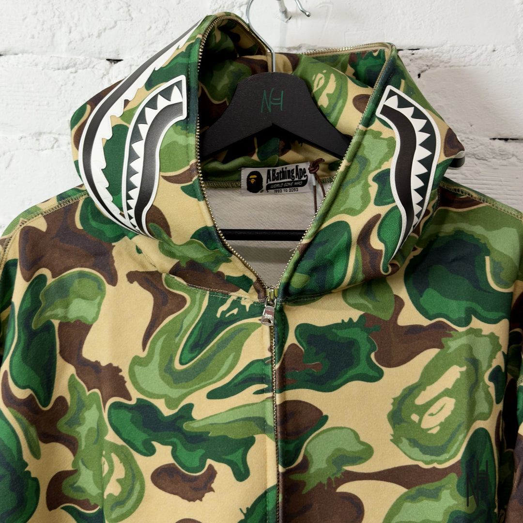 BAPE Art Camo Shark Full Zip Hoodie Green N-Hype z kapturem