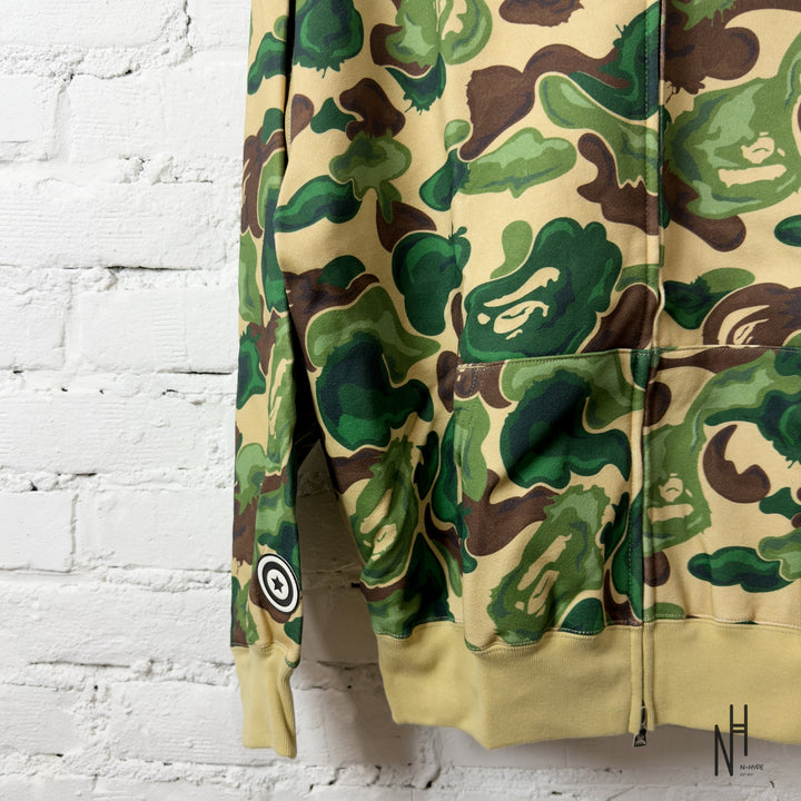 BAPE Art Camo Shark Full Zip Hoodie Green N-Hype streetwear hoodie sweatshirt.
