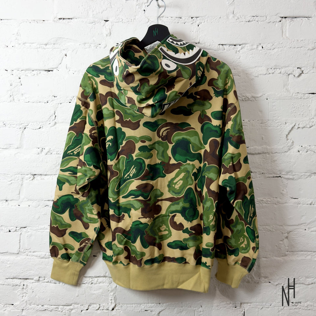 BAPE Art Camo Shark Full Zip Hoodie Green N-Hype streetwear koszulka z kapturem