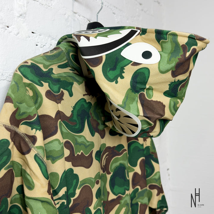 BAPE Art Camo Shark Full Zip Hoodie Green N-Hype streetwear hoodie.
