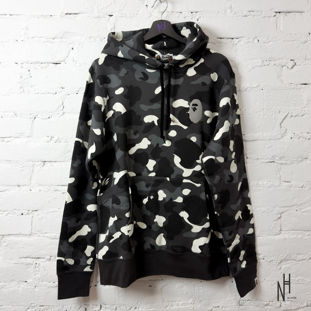 BAPE City Camo Large Ape Head Pullover Hoodie (SS24) Black N-Hype streetwear hoodie.
