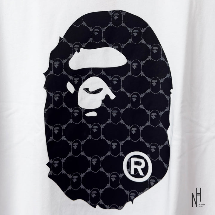 BAPE College Monogram Ape Head Relaxed Fit Tee White t-shirt N-Hype.
