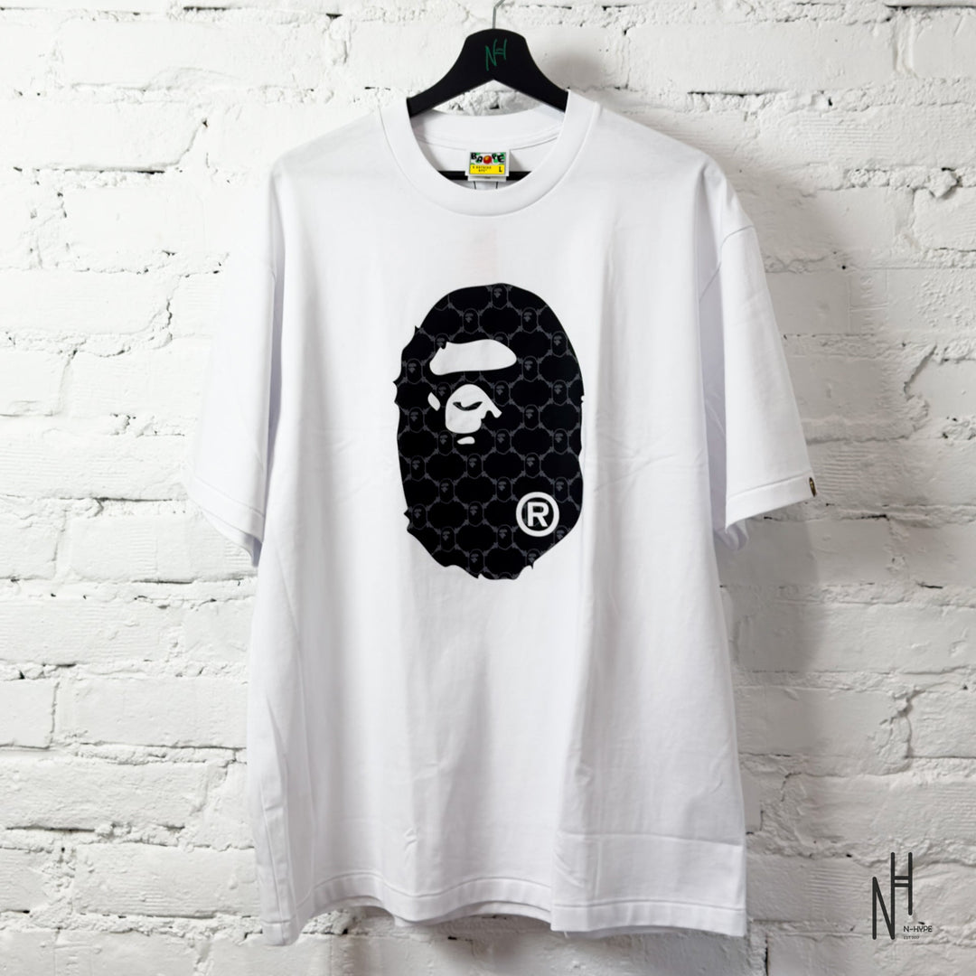 BAPE College Monogram Ape Head Relaxed Fit Tee White N-Hype koszulka męska streetwear.
