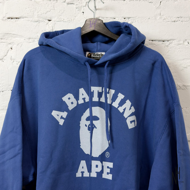 BAPE College Overdye Pullover Hoodie Blue N-Hype streetwear sweatshirt hoodie.