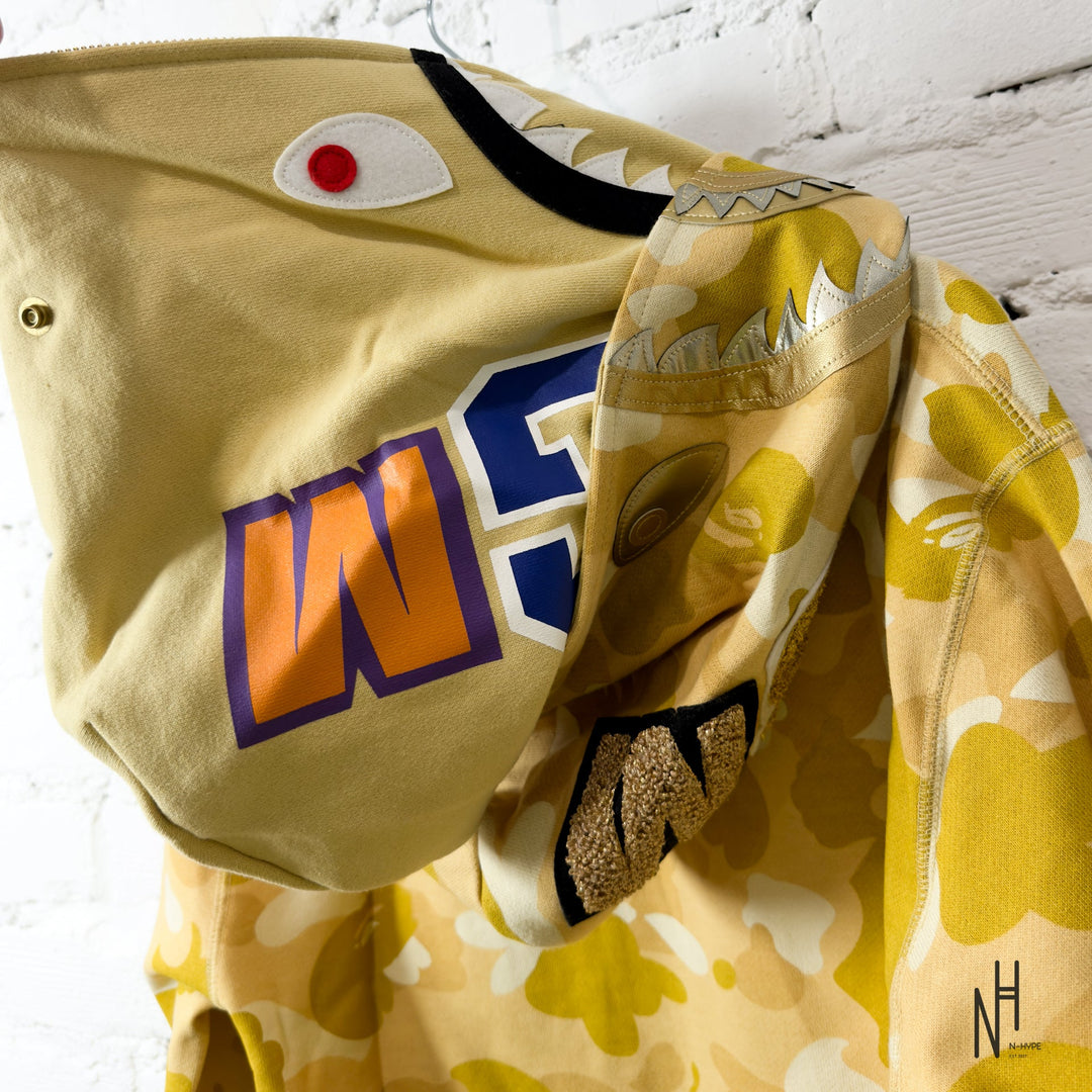 BAPE Color Camo Double Shark Full Zip Hoodie (SS24) Yellow N-Hype streetwear iconic sweatshirt