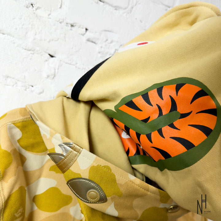 BAPE Color Camo Double Shark Full Zip Hoodie (SS24) Yellow N-Hype streetwear hoodie.
