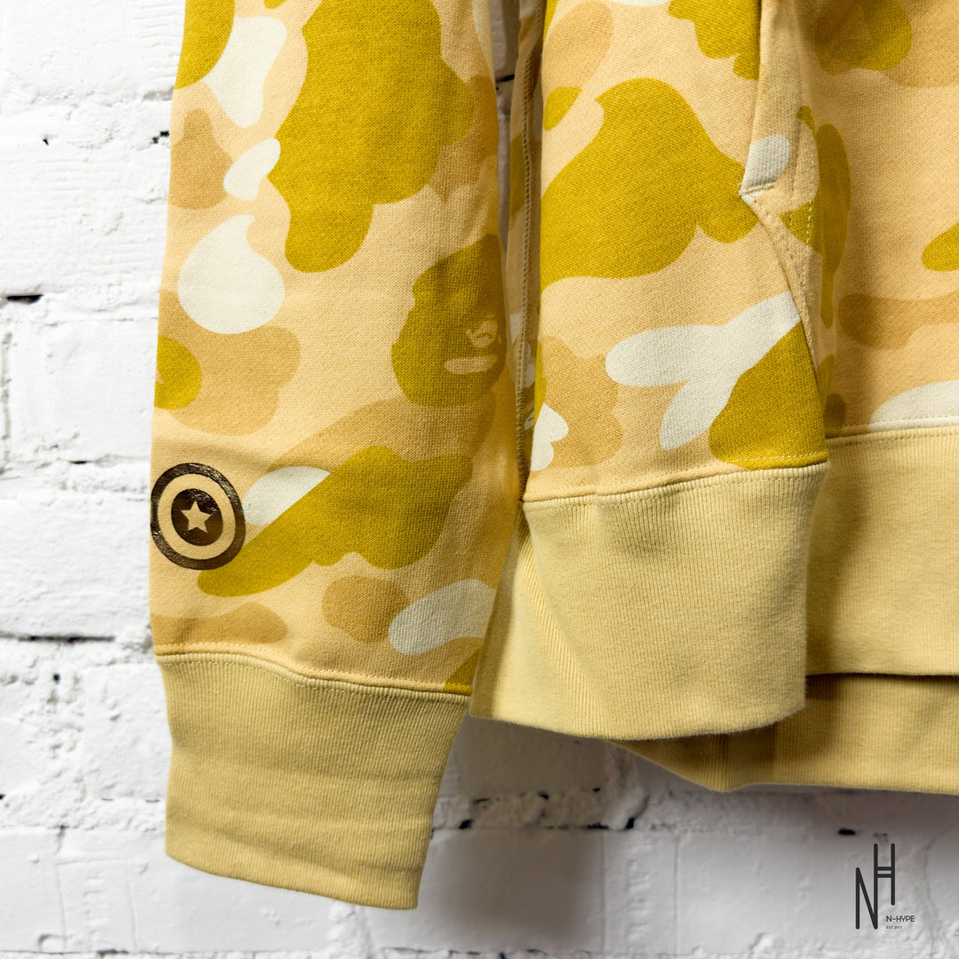 BAPE Color Camo Double Shark Full Zip Hoodie SS24 Yellow N-Hype streetwear hoodie.