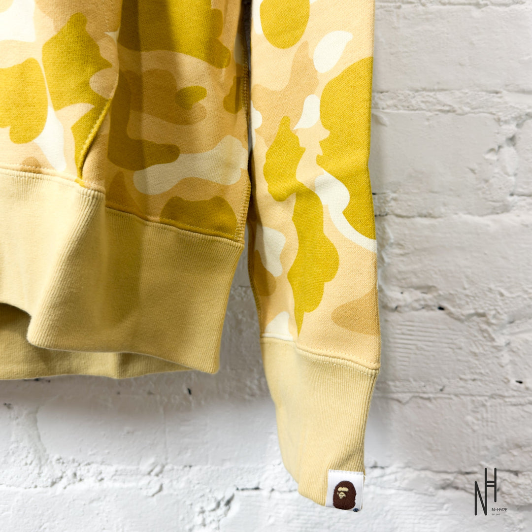 BAPE Color Camo Double Shark Full Zip Hoodie (SS24) Yellow N-Hype streetwear sweatshirt.