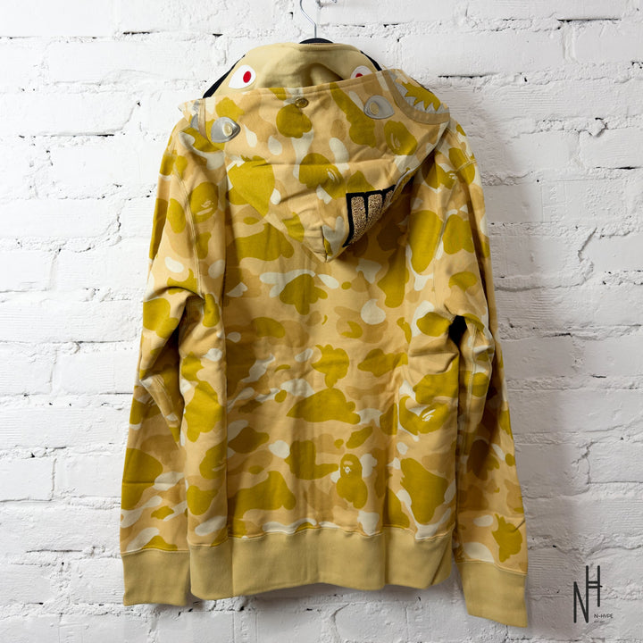 BAPE Color Camo Double Shark Full Zip Hoodie (SS24) Yellow N-Hype streetwear hoodie.