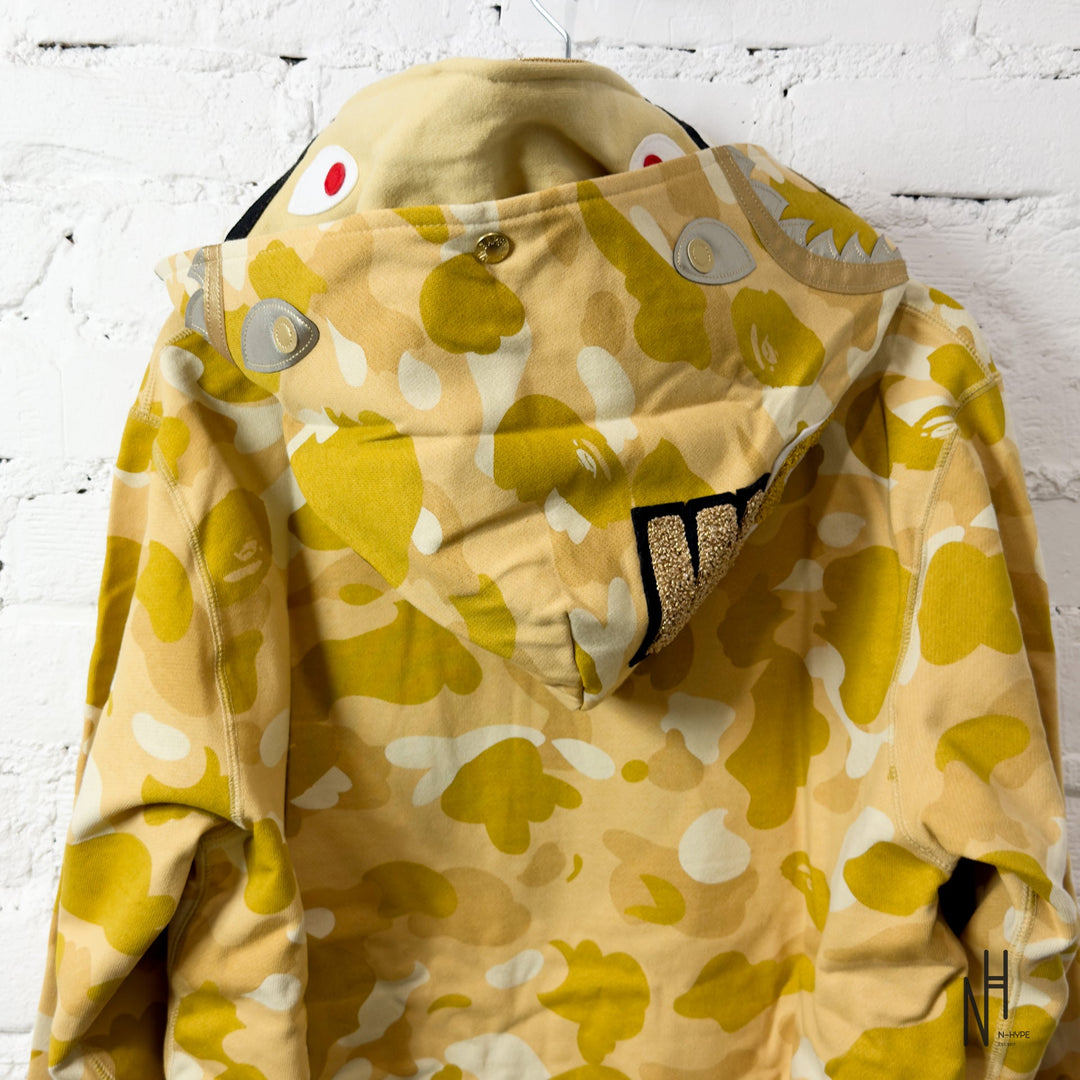 BAPE Color Camo Double Shark Full Zip Hoodie SS24 Yellow N-Hype streetwear hoodie.
