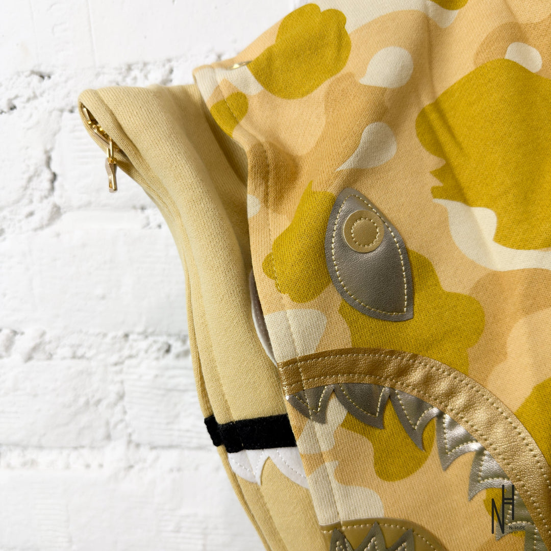 BAPE Color Camo Double Shark Full Zip Hoodie (SS24) Yellow N-Hype streetwear hoodie.
