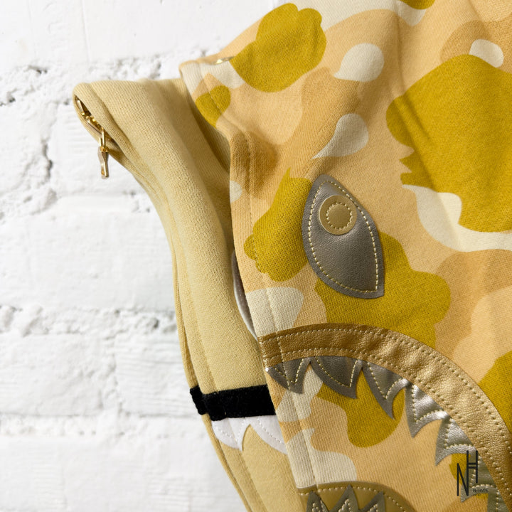 BAPE Color Camo Double Shark Full Zip Hoodie (SS24) Yellow N-Hype streetwear hoodie.