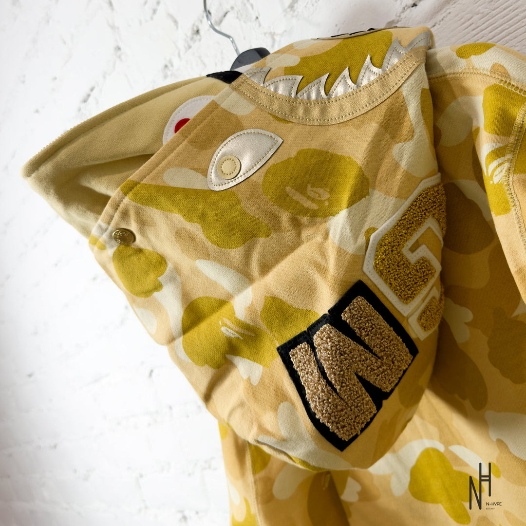 BAPE Color Camo Double Shark Full Zip Hoodie (SS24) Yellow N-Hype trendy męska bluza z kapturem