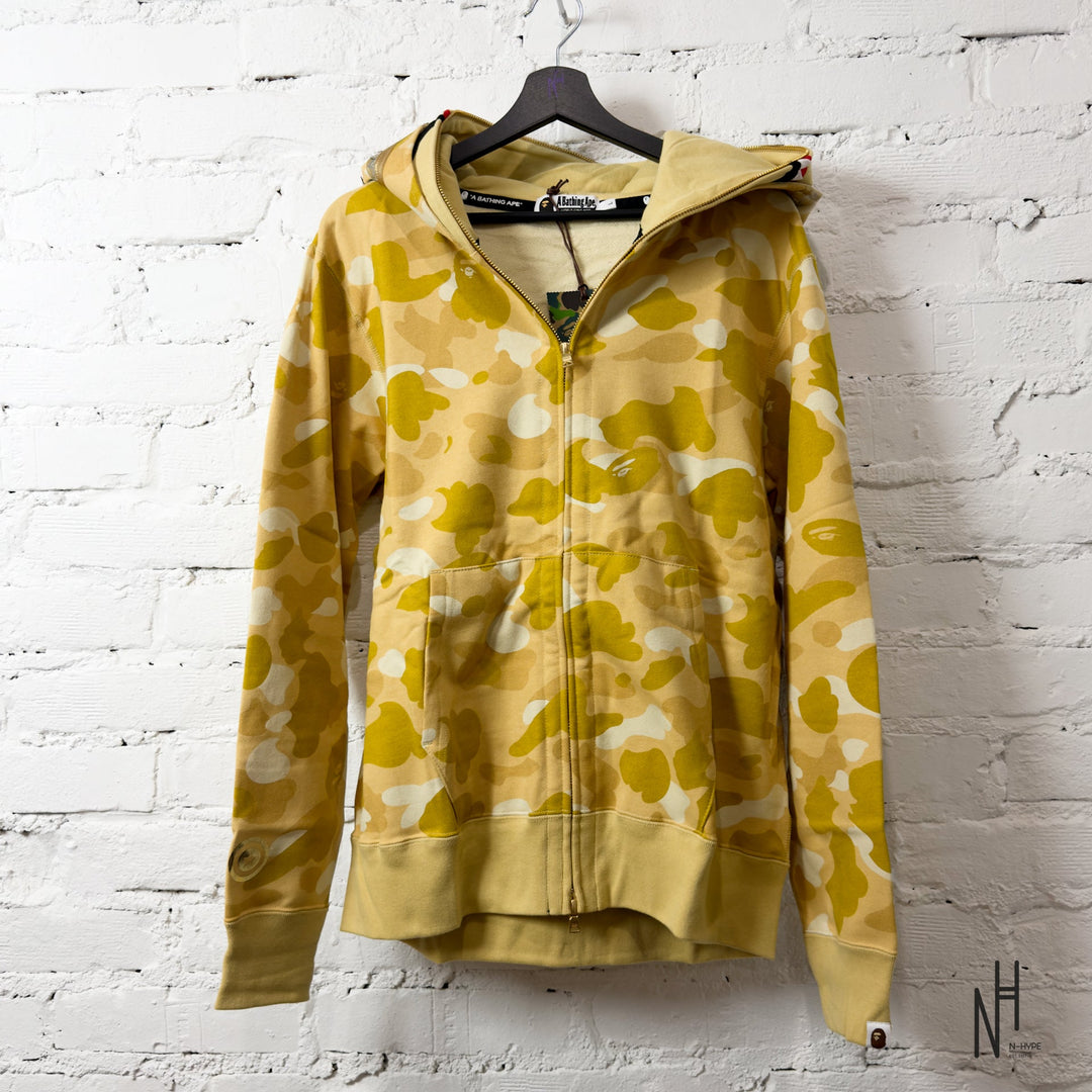BAPE Color Camo Double Shark Full Zip Hoodie SS24 Yellow N-Hype streetwear hoodie.