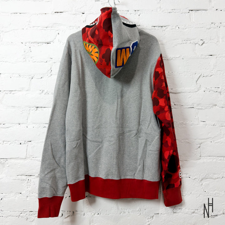 BAPE Color Camo Shark Full Zip Hoodie Red N-Hype streetwear hoodie.