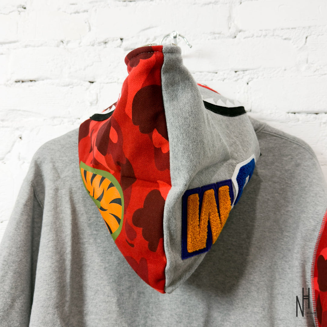 BAPE Color Camo Shark Full Zip Hoodie Red N-Hype streetwear sweatshirt.