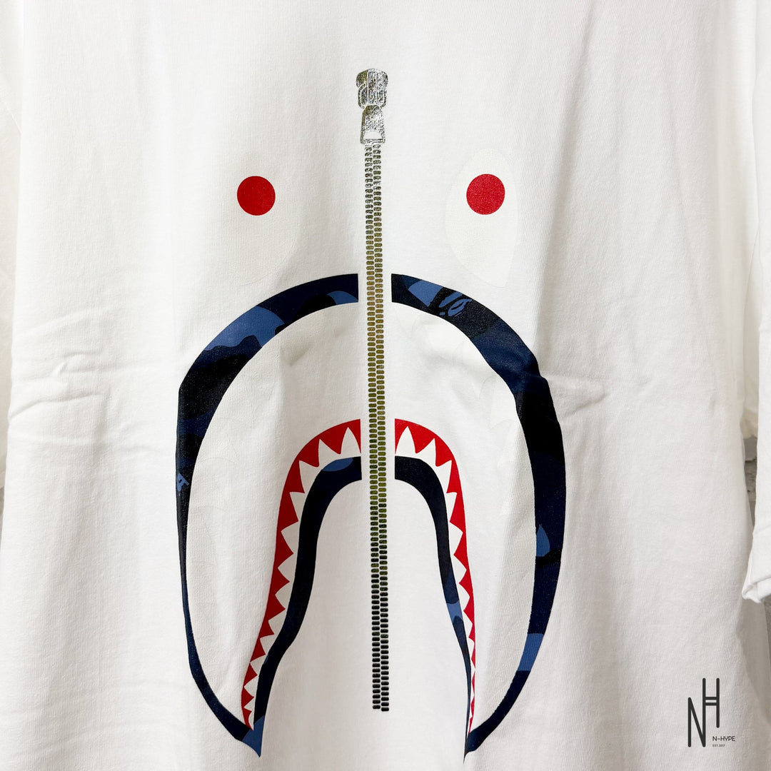 BAPE Color Camo Silver Zip Shark Tee SS23 White Navy koszulka męska N-Hype
