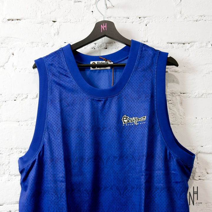 Blue BAPE Flame Mesh Vest N-Hype sleeveless streetwear top.