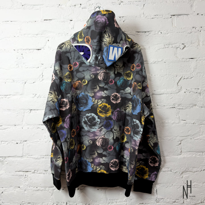 BAPE Floral Camo Shark Relaxed Fit Full Zip Hoodie Black N-Hype streetwear hoodie.