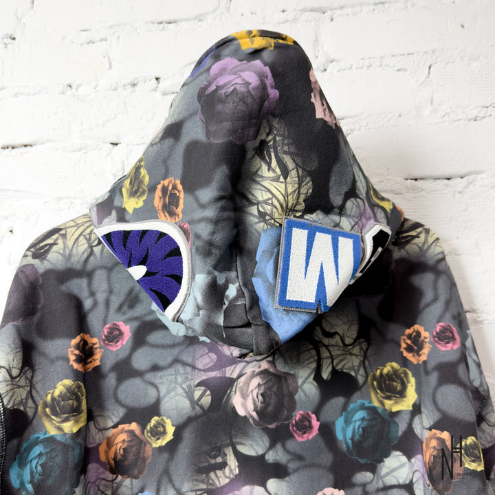 BAPE Floral Camo Shark Relaxed Fit Full Zip Hoodie Black N-Hype Streetwear Hoodie.