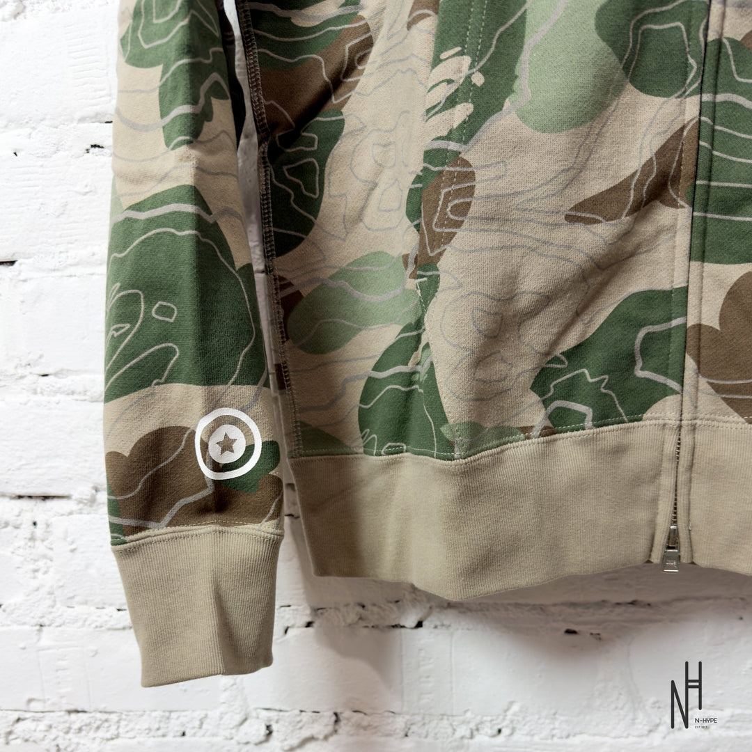 BAPE Layered Line Camo Shark Full Zip Hoodie Beige N-Hype Sweatshirt Hoodie Beige Camo Streetwear Fashion