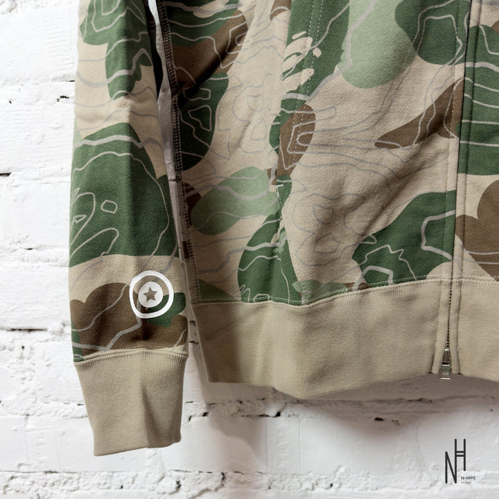 BAPE Layered Line Camo Shark Full Zip Hoodie Beige N-Hype Sweatshirt Hoodie Beige Camo Streetwear Fashion