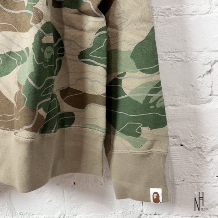 BAPE Layered Line Camo Shark Full Zip Hoodie Beige N-Hype streetwear koszulka z kapturem