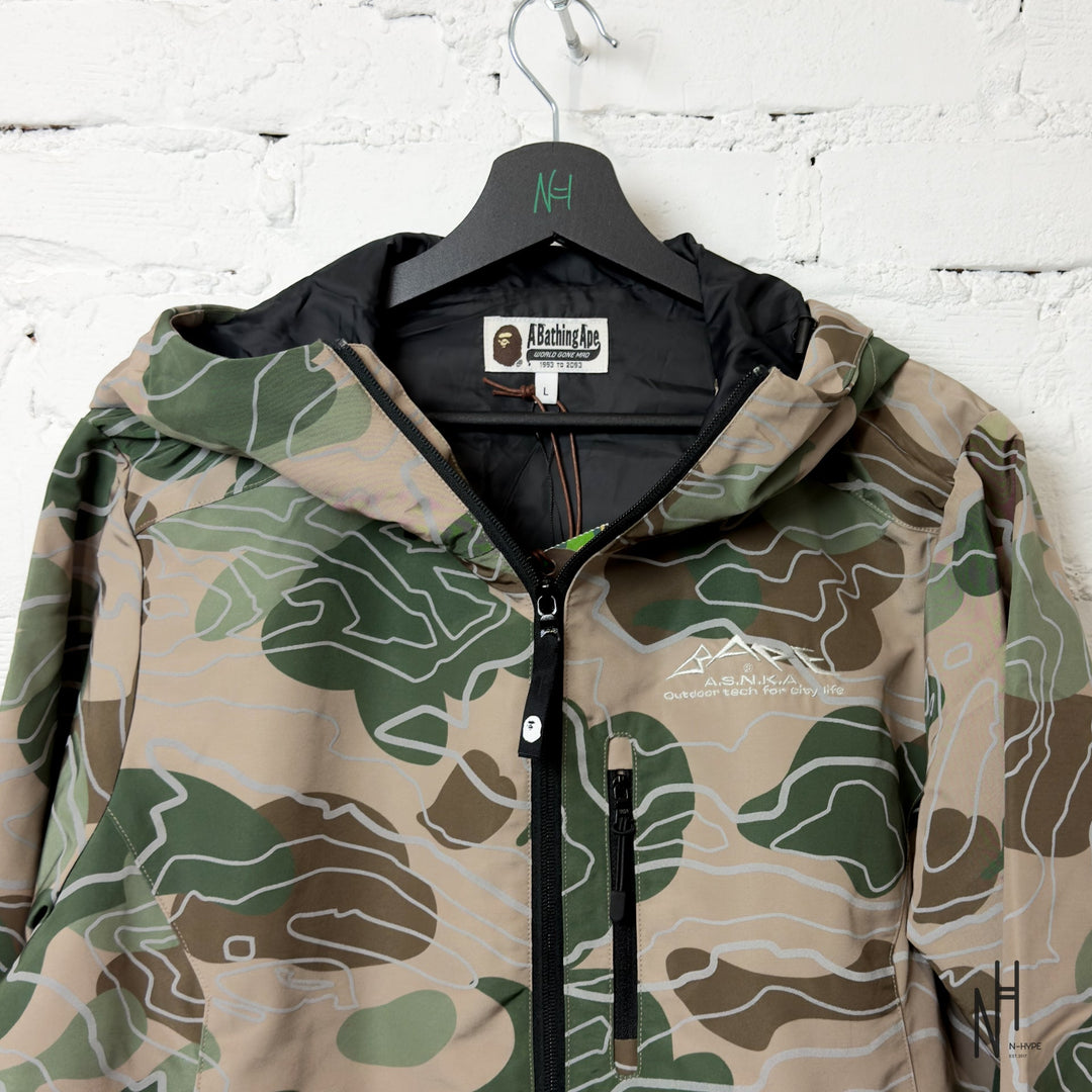 BAPE Layered Line Camo Shell Jacket Beige N-Hype streetwear jacket.