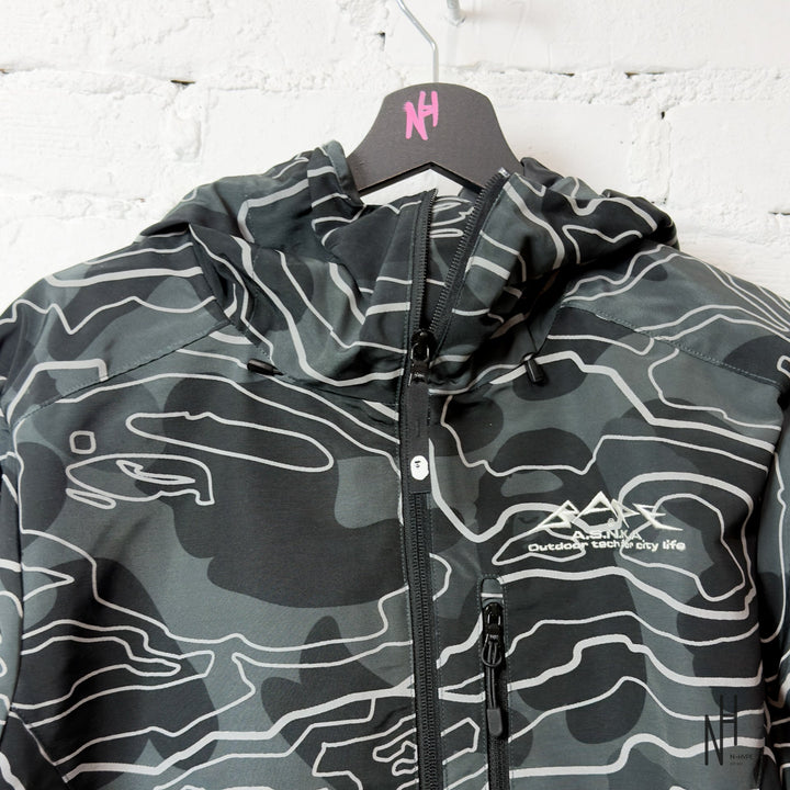Bape Layered Line Camo Shell Jacket Black N-Hype streetwear jacket.
