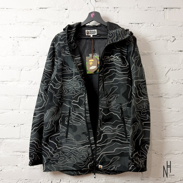 Bape Layered Line Camo Shell Jacket Black N-Hype streetwear jacket.