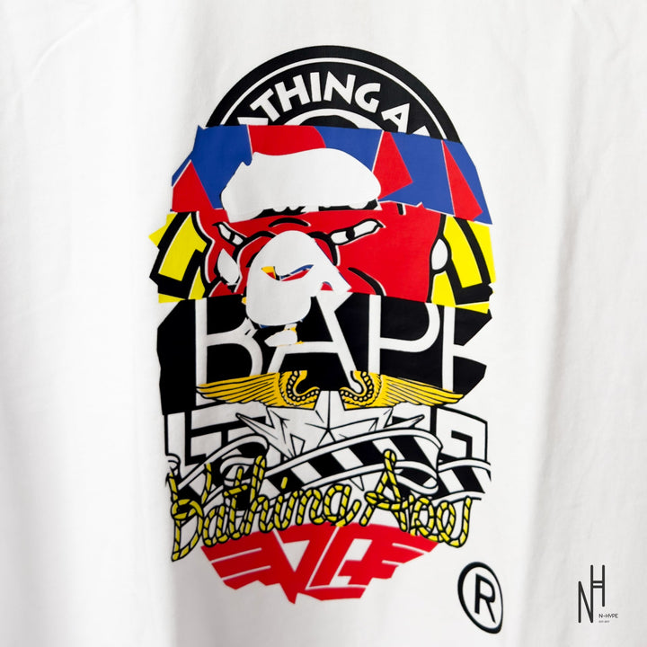 BAPE Multi Logo Ape Head Relaxed Fit Tee White N-Hype koszulka męska streetwear biała