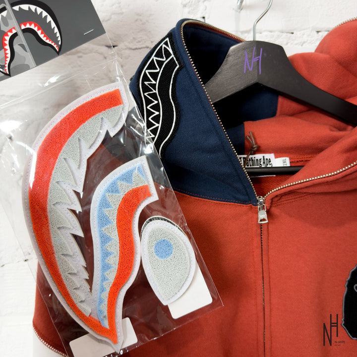 BAPE Shark Full Zip France Hoodie Burgundy N-Hype sweatshirt z zamkiem pełnej długości burgundowa