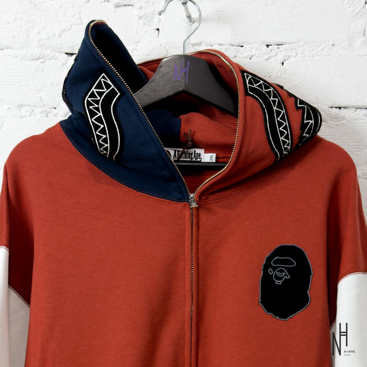 BAPE Shark Full Zip France Hoodie Burgundy N-Hype streetwear hoodie burgundzki