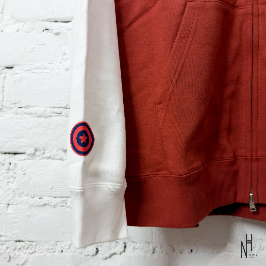 BAPE Shark Full Zip France Hoodie Burgundy N-Hype męska bluza z zamkiem w kolorze burgundowym