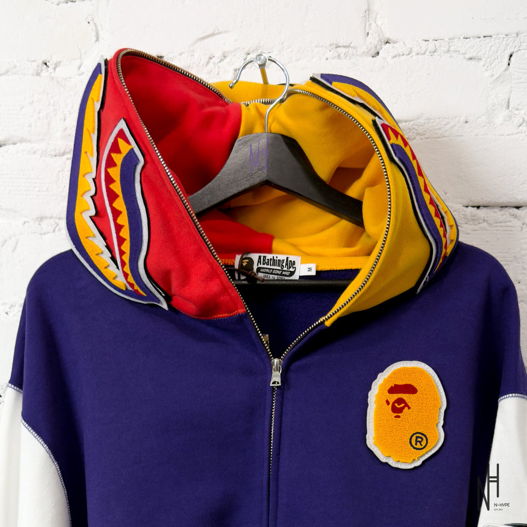 Bape Shark Full Zip Hoodie US Mens Navy N-Hype streetwear hoodie navy blue
