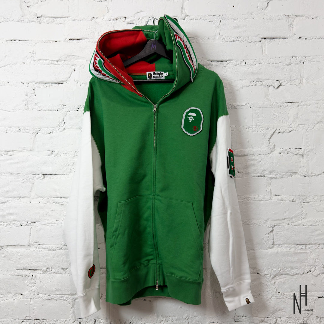 BAPE Shark Full Zip Italy Hoodie Green z kapturem męska N-Hype.