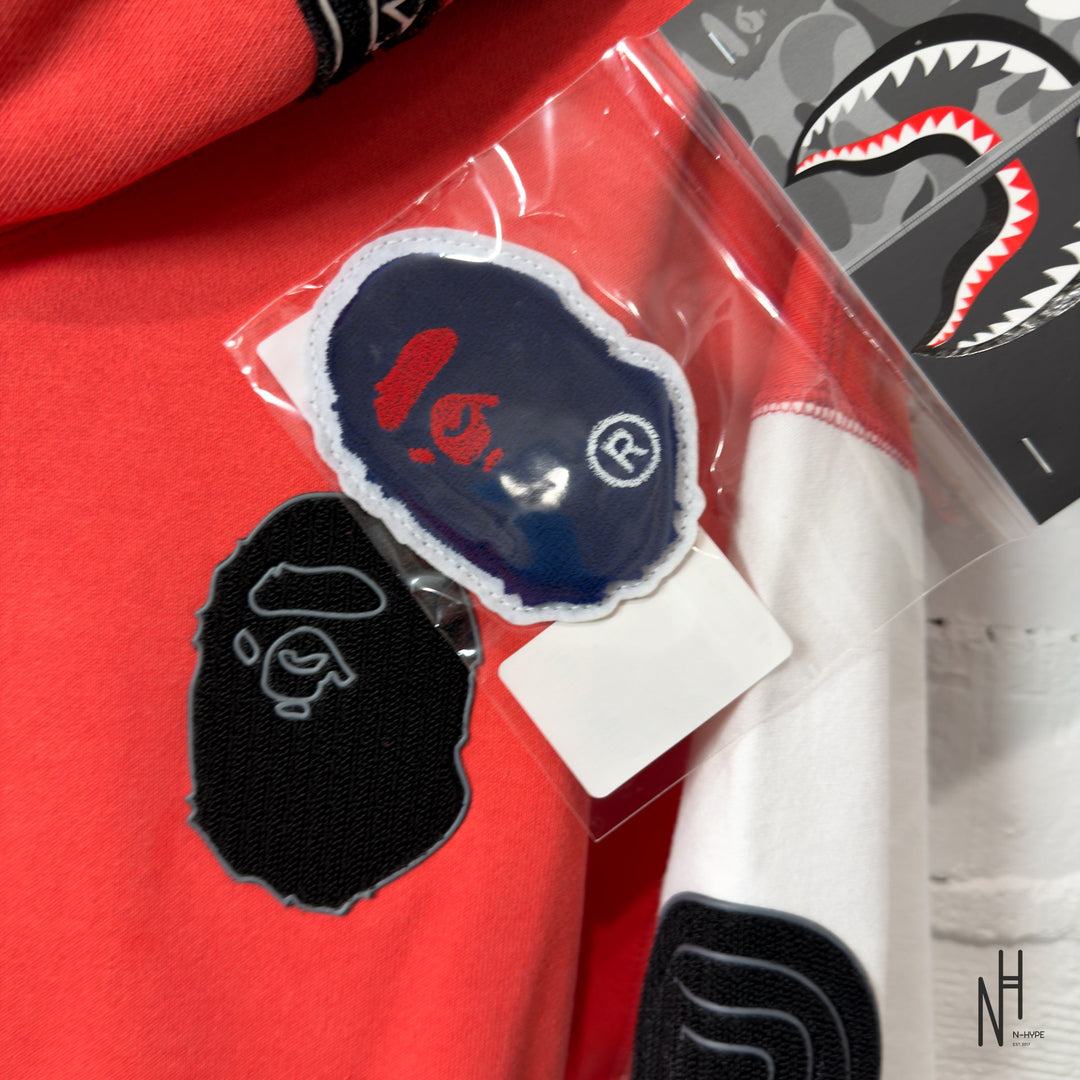 BAPE Shark Full Zip Japan Hoodie Red N-Hype streetwear sklep online