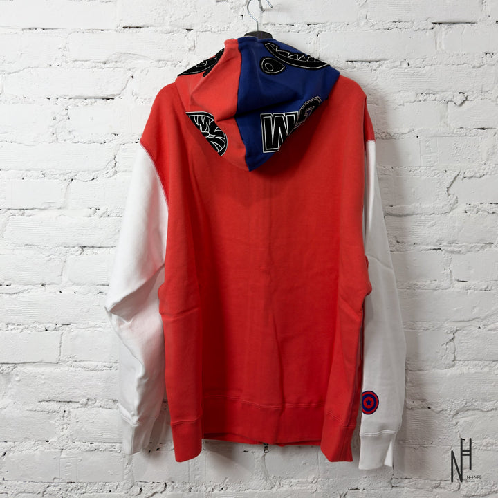 BAPE Shark Full Zip Japan Hoodie Red z kapturem N-Hype streetwear fashion hoodie sweatshirt.