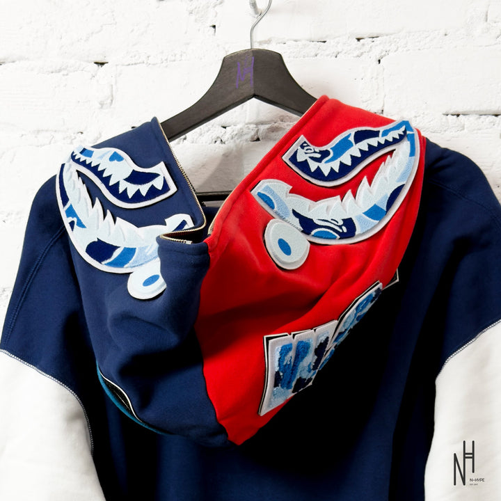 BAPE Shark Full Zip UK Hoodie Red męska N-Hype