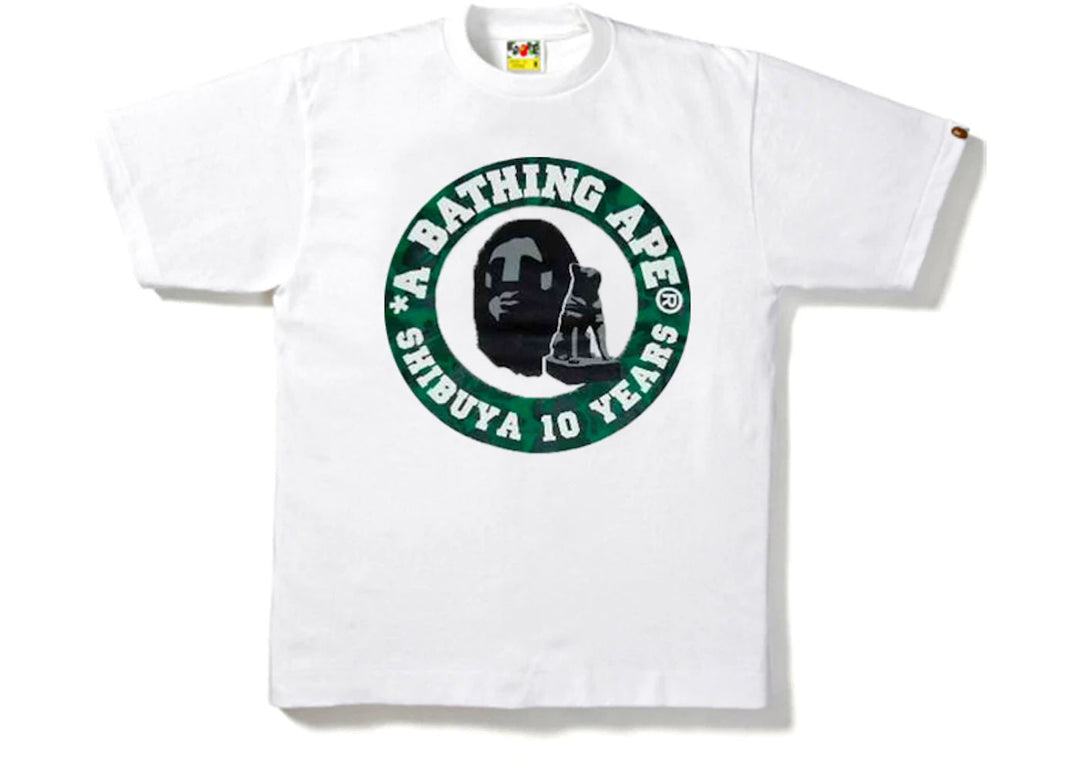 BAPE Shibuya Camo 10th Anniversary Busy Works Tee White/Green koszulka męska N-Hype