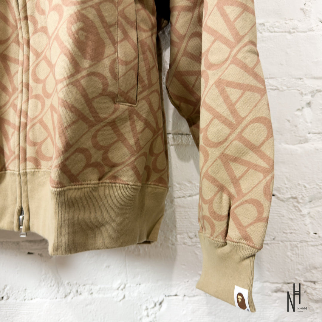 BAPE Sport Monogram Shark Hoodie Beige N-Hype streetwear sweatshirt.
