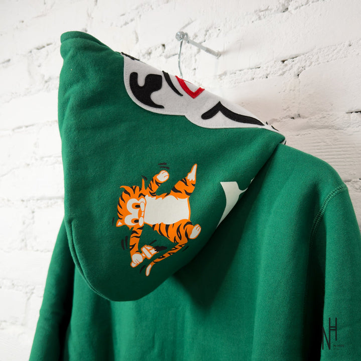 BAPE Tiger Full Zip Hoodie zielony N-Hype streetwear.