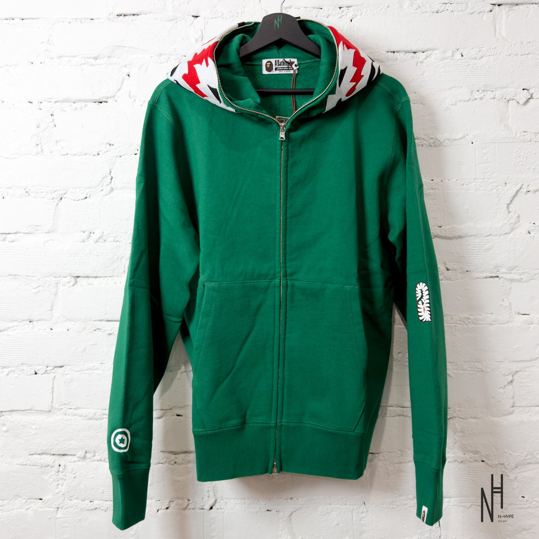 BAPE Tiger Full Zip Hoodie zielony N-Hype streetwear sweatshirt.