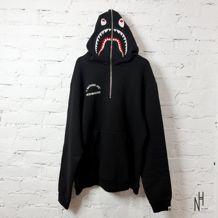 BAPE x Neighborhood Two Face Half Zip Pullover Hoodie Black N-Hype Hoodie Buty Streetwear
