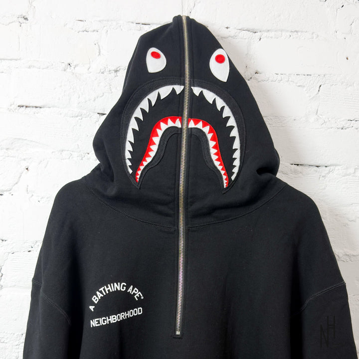 BAPE x Neighborhood Two Face Half Zip Pullover Hoodie Black N-Hype pulower z kapturem