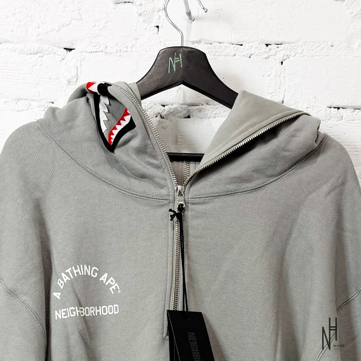 BAPE x Neighborhood Two Face Half Zip Pullover Hoodie Gray N-Hype sweatshirt men's fashion trend