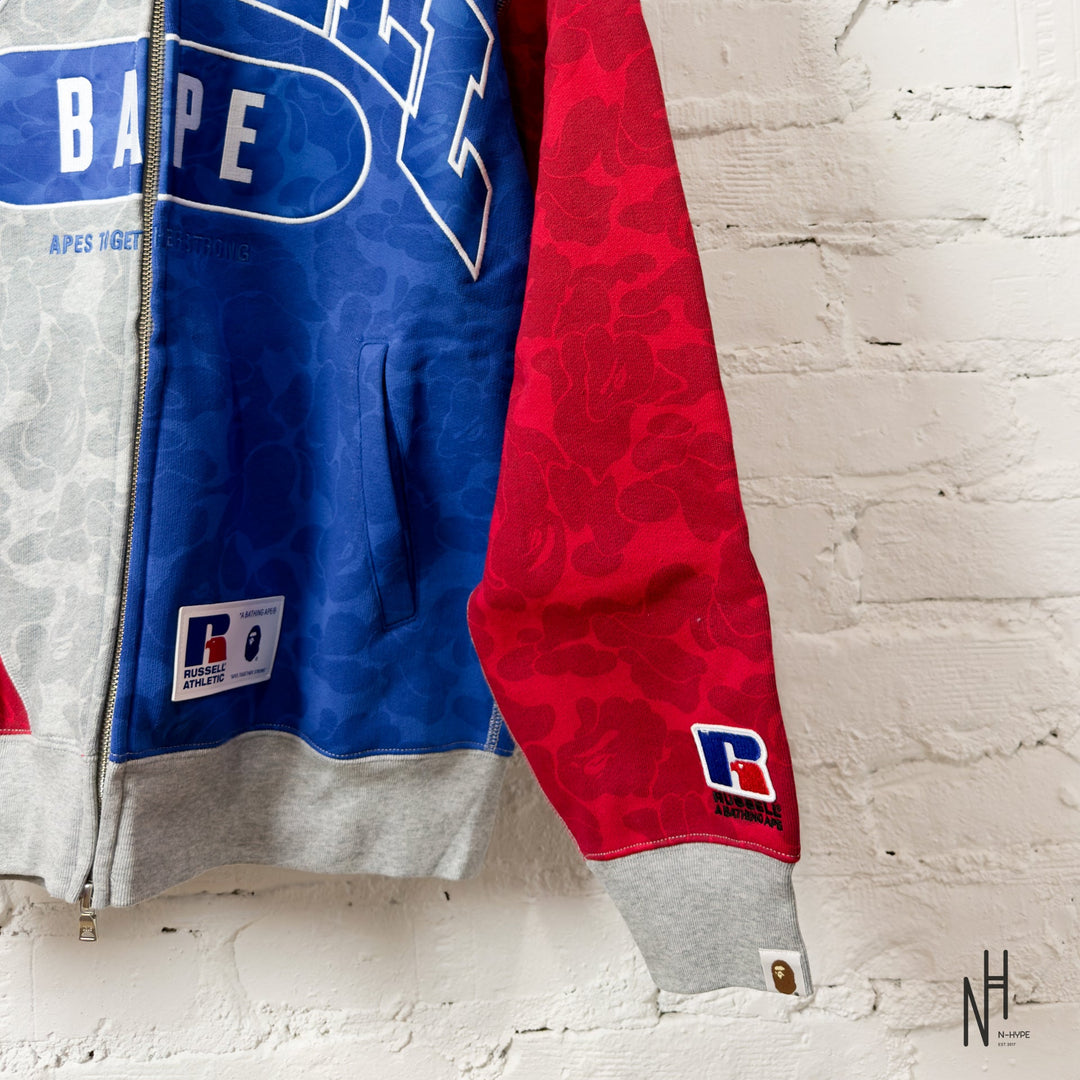 BAPE X RUSSELL Shark Full Zip Hoodie Multicolor N-Hype streetwear hoodie sweatshirt multicolor trend fashion brand.