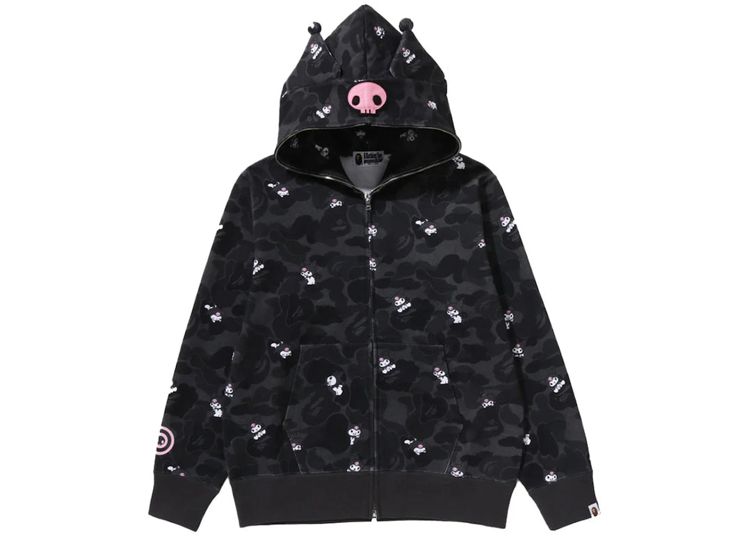 BAPE x Sanrio Characters Kuromi Camo Full Zip Hoodie (Ladies) Black - Czarny - N-Hype