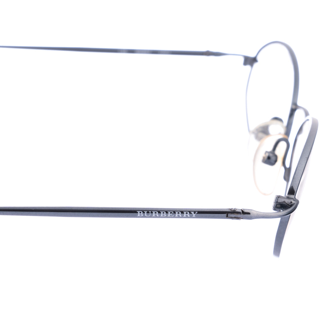 Burberry 00s Blue Silver Oval detal logo na zauszniku