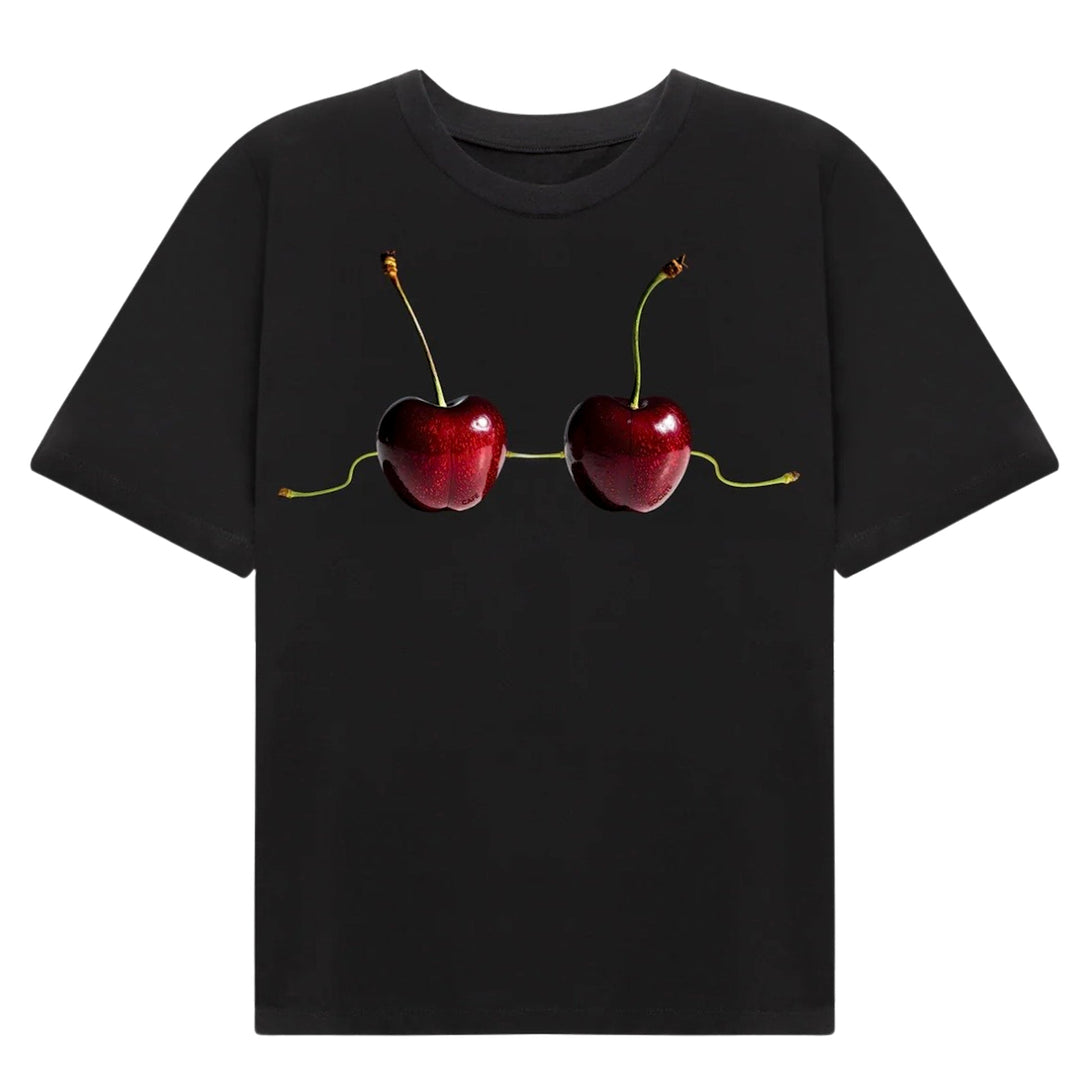 Cafe Societe Cropped T-shirt Cherry's Black womens streetwear N-Hype